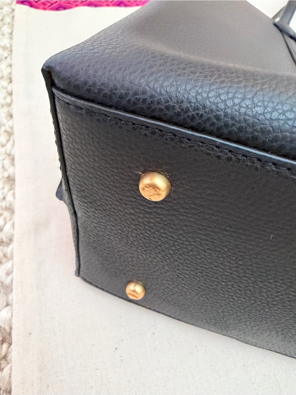 NWOT Tory Burch Black Leather Perry Tote with Tan Accents - Picture 4 of 6